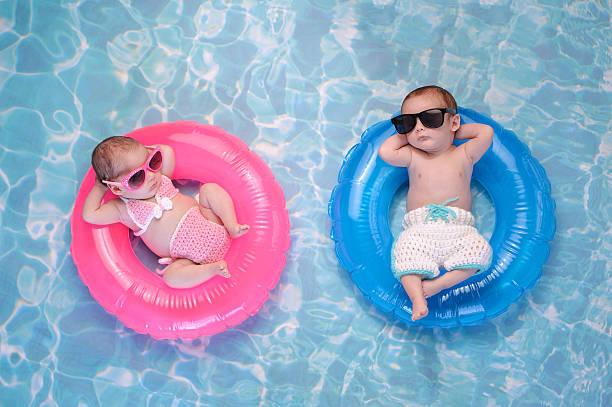 Baby playing in pool